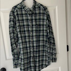 Chaps Green and White Casual Button Down Shirt